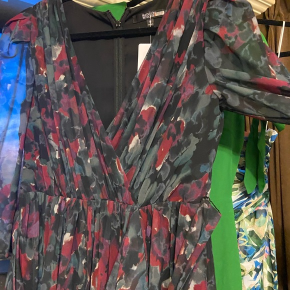 badgley mischka gown red black floral - Picture 5 of 5